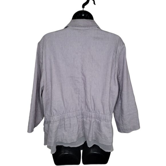 Lane Bryant gray stretch linen rope tie blazer coat jacket 14/16 - Picture 2 of 8